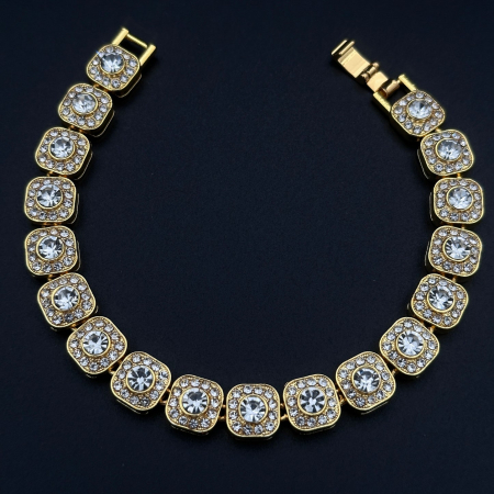 Bratari Tennis - Bratara Tennis, Diamond, inchidere cu siguranta, din otel inoxidabil placat, argintiu/auriu, Unisex