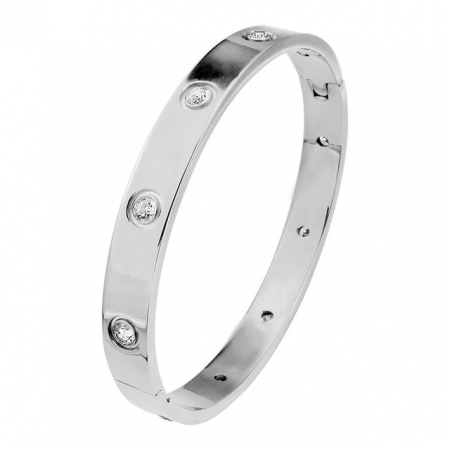 Bijuterii - Bratara iubirii cu zirconiu, model luxury, din otel inoxidabil placat cu argint
