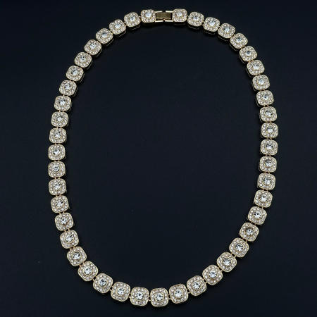 Coliere Statement - Colier Tennis, Diamond, inchidere cu siguranta, din otel inoxidabil placat, argintiu/auriu, Unisex - 50cm