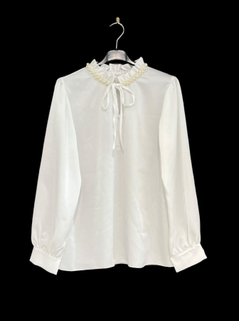Bluze Dama - Bluza dama cu maneca lunga si guler cu perle