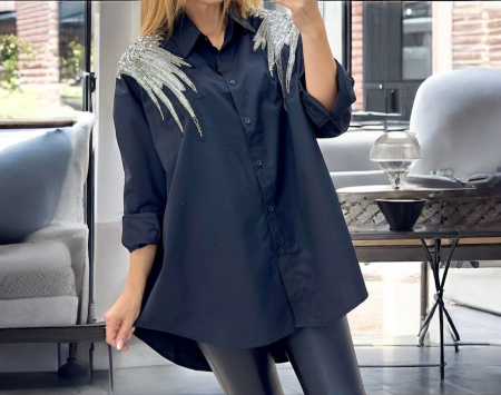 Bluze Dama - Camasa dama eleganta cu aripi din strasuri