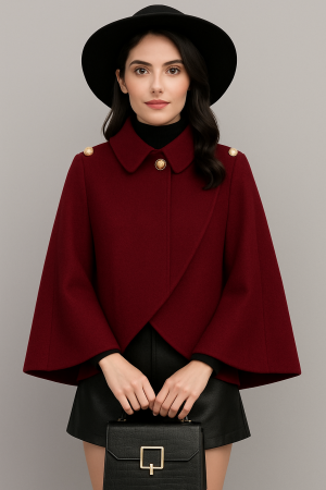 Jachete Dama - Capa eleganta dama cu nasturi decorativi si croi lejer