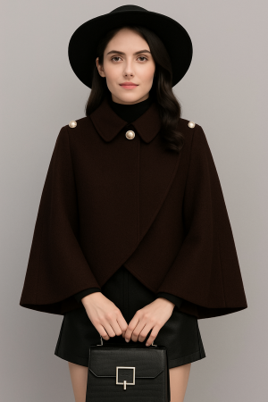 Imbracaminte Dama - Capa eleganta dama cu nasturi decorativi si croi lejer