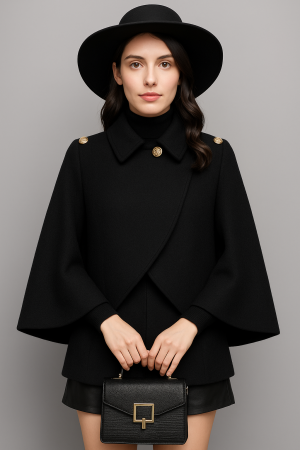 Imbracaminte Dama - Capa eleganta dama cu nasturi decorativi si croi lejer