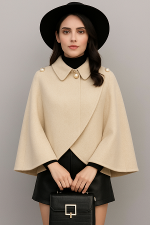 Jachete Dama - Capa eleganta dama cu nasturi decorativi si croi lejer