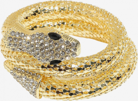 Bijuterii - Bratara Aurie Accesorizat cu Strasuri – Gold Snake - Otel inoxidabil