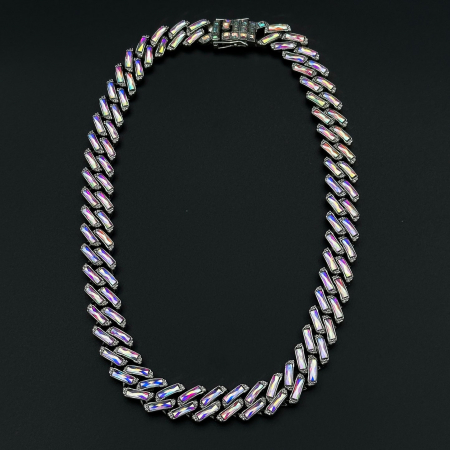 Coliere Cuban - Colier Cuban, Elegance MIAMI lant zale late, inchidere cu siguranta, din otel inoxidabil placat cu aur, Hip-Hop Style