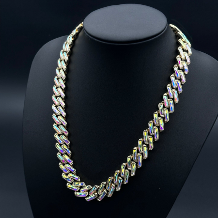 Coliere Statement - Colier Cuban, Elegance MIAMI lant zale late, inchidere cu siguranta, din otel inoxidabil placat cu aur, Hip-Hop Style