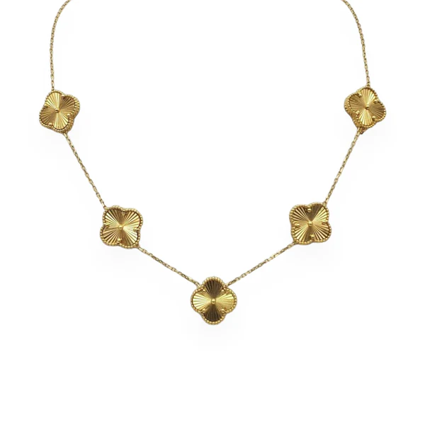 Coliere Dezlen - Colier din otel cu trifoi circulari aurii - NE483