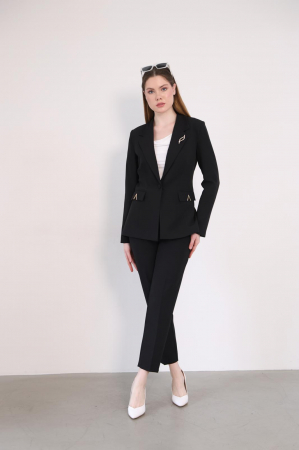 Jachete Dama - Compleu dama office elegant cu sacou cu detalii aurii si pantaloni conici - Perfect pentru birou si ocazii speciale