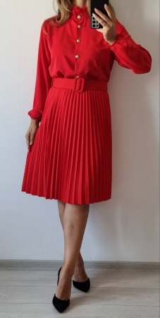 Fuste Dama - Fusta midi plisata cu curelusa inclusa