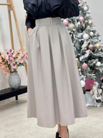 Fuste Dama - Fusta maxi clos cu curea in talie - CHMS