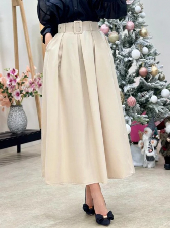 Fuste Dama - Fusta maxi clos cu curea in talie - CHMS