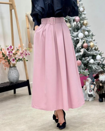 Fuste Dama - Fusta maxi clos cu curea in talie - CHMS