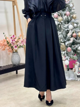 Imbracaminte Dama - Fusta maxi clos cu curea in talie - CHMS