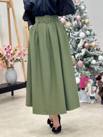 Fuste Dama - Fusta maxi clos cu curea in talie - CHMS