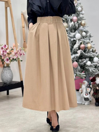 Fuste Dama - Fusta maxi clos cu curea in talie - CHMS