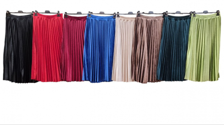 Fuste Dama - Fusta midi plisata din catifea - HEB