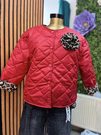 Jachete Dama - Jacheta Dama Matlasata cu Brosa si Captuseala Animal Print - Marimi Mari