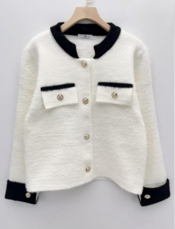 Pulovere Dama - Jacheta Dama Cardigan Cashmere Blend - Nasturi Aurii