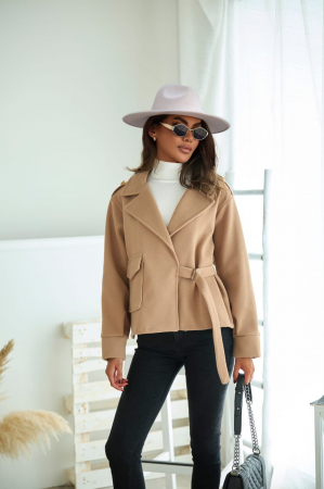 Jachete Dama - Jacheta dama crop Sacou Scurt cu Inchidere pe o parte