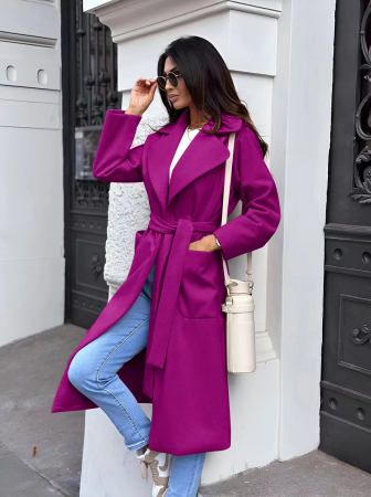 Imbracaminte Dama - Palton Dama Lung Captusit cu Cordon