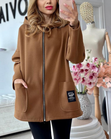 Paltoane Dama - Jacheta Dama - Palton Dama Scurt cu Gluga si Fermoar