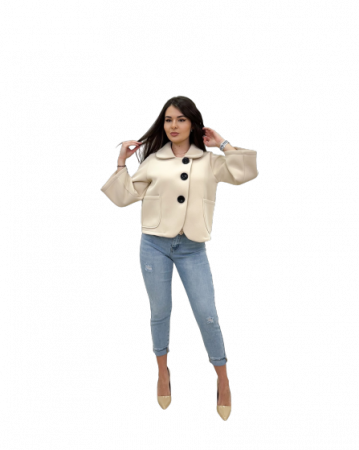 Jachete Dama - Jacheta LAMIA cu 3 nasturi negri - Mint, Pink, Bleu, Beige, White, Black - Jacheta din neopren cu maneci speciale
