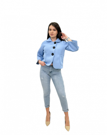 Jachete Dama - Jacheta LAMIA cu 3 nasturi negri - Mint, Pink, Bleu, Beige, White, Black - Jacheta din neopren cu maneci speciale