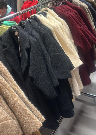 Paltoane Dama - Palton scurt din stofa striata cu captuseala – Marime universala S-XL