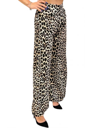 Pantaloni Lungi - Pantaloni dama casual animal print - Azara - leopard