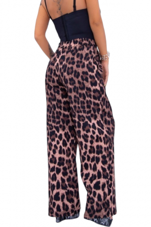 Pantaloni Lungi - Pantaloni dama casual animal print - Azara - leopard2