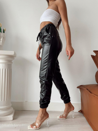 Pantaloni Lungi - Pantaloni Dama Vatuiti din Piele Eco