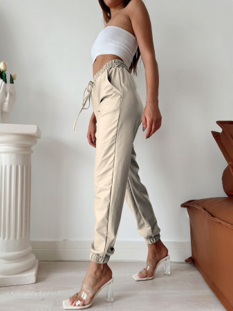 Pantaloni Lungi - Pantaloni Dama Vatuiti din Piele Eco