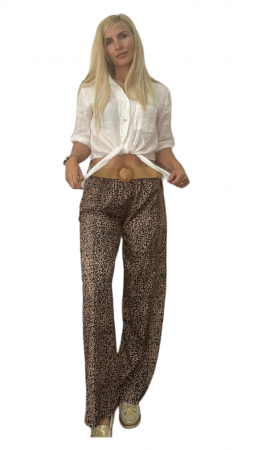 Pantaloni Lungi - Pantaloni dama denim evazati animal print - Azara
