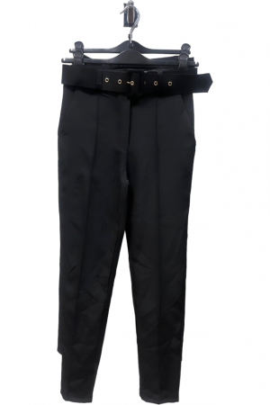 Pantaloni Lungi - Pantaloni dama cu dunga si curea asortata - Sammy - negru