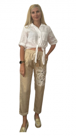 Pantaloni Lungi - Pantaloni dama in ornament paiete - Flower