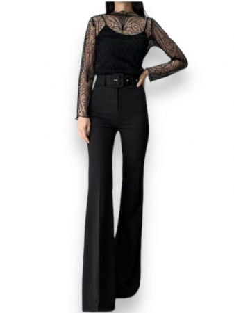 Imbracaminte Dama - Pantaloni dama evazati cu Curea in Talie - Karol