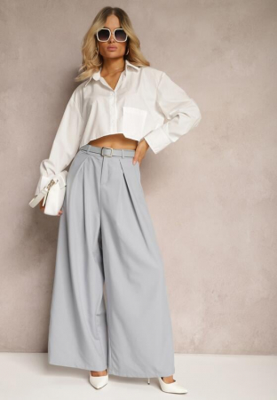 Pantaloni Lungi - Pantaloni dama evazati si talie inalta - Naoko - bleu