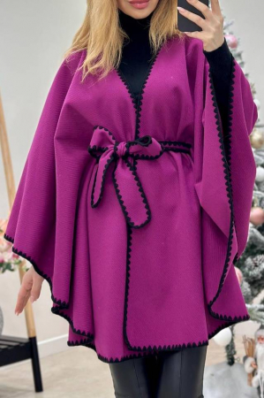 Jachete Dama - Poncho dama stil capa din stofa cu cordon – marime universala M-4XL