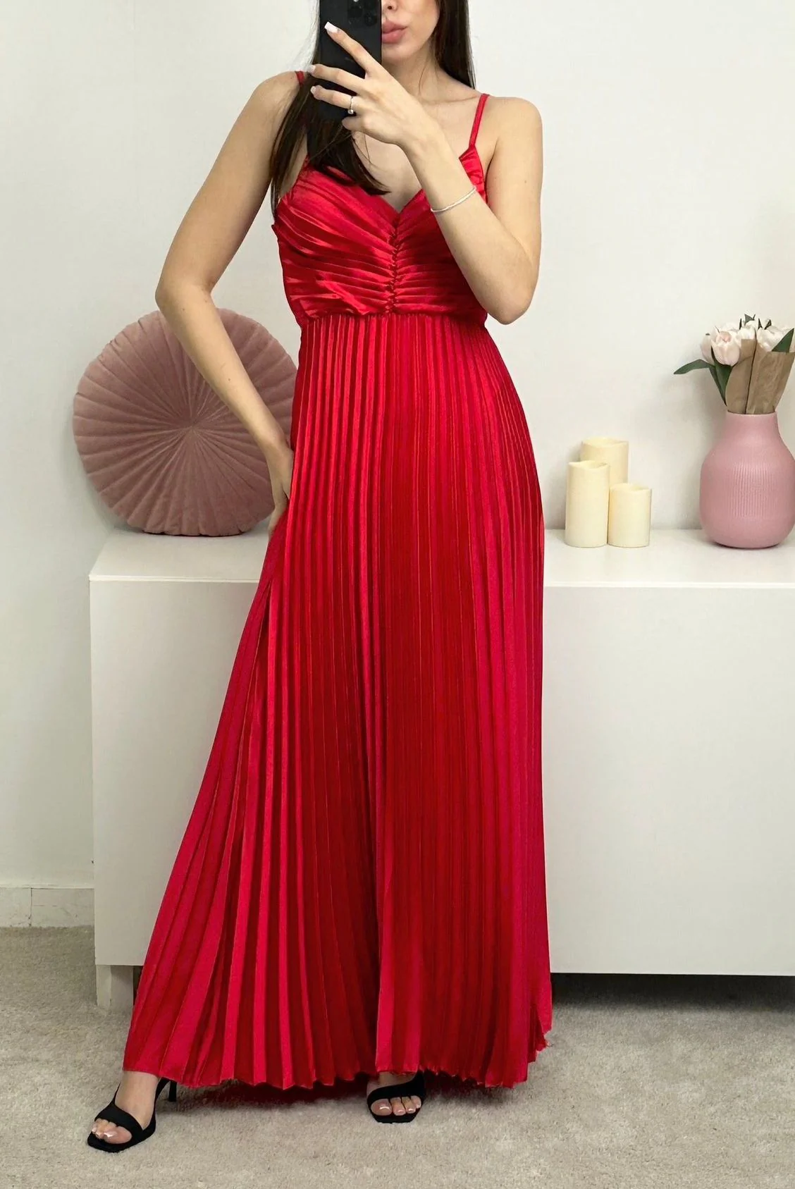 Rochii Dama - Rochie plisata de damă cu bretele - Mary