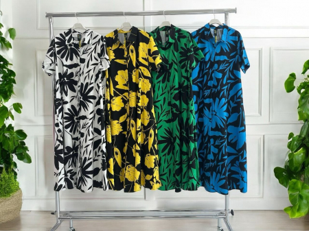 Rochii Dama - Rochie camasa lejera din bumbac imprimat, croi larg, marime universala, croiala larga