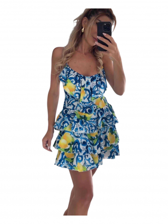 Rochii Dama - Rochie cu volane, decolteu adanc, marime universala, diverse culori - Russian - Imprimeuri