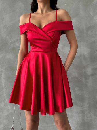 Rochii Dama - Rochie Dama Baby Doll Satinata cu Revere