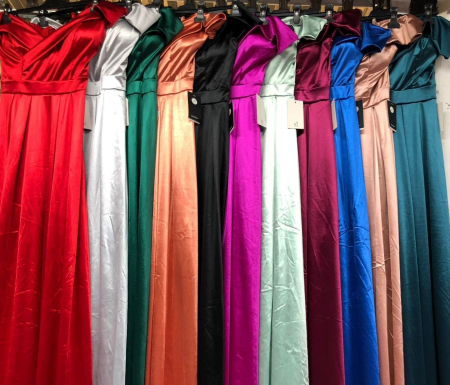 Rochii Dama - Rochie Dama Lunga Satinata cu Revere si Bretele