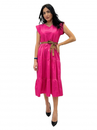 Imbracaminte Dama - Rochie dama cordon talie - Stacy - fucsia