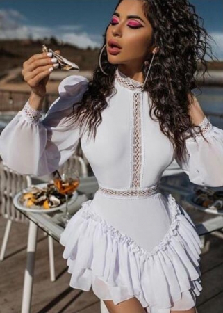 Rochii Dama - Rochie Dama cu Dantela si Voal - Savine