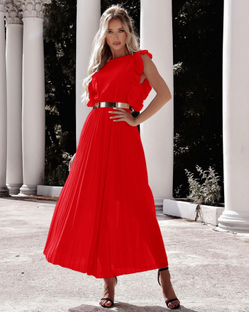 Rochii Dama - Rochie Dama din Voal si Curea Aurie- Sophie