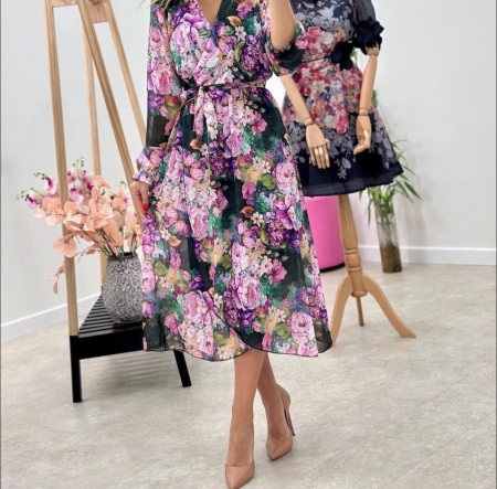 Rochii Dama - Rochie Dama Midi din Voal Captusit