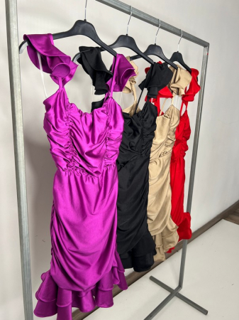 Rochii Dama - Rochie Dama scurta cu bretele cu volanase